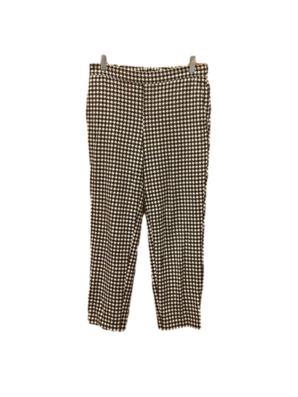 Women's Black and White Houndstooth Elastic Waist Trousers Size 2